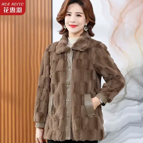 中老年冬装水貂绒外套女棉服2022新款加厚棉袄妈妈装秋冬皮草大衣图片