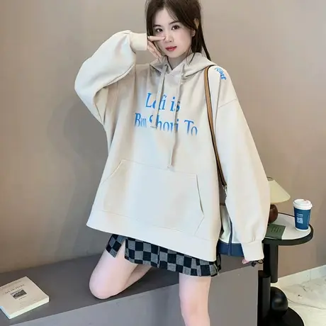 慵懒风连帽卫衣女2024春季新款宽松休闲洋气百搭网红春秋薄款外套商品大图