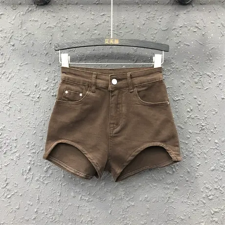 前短后长设计感牛仔短裤欧货女2023春季新款显瘦辣妹高腰阔腿裤潮商品大图