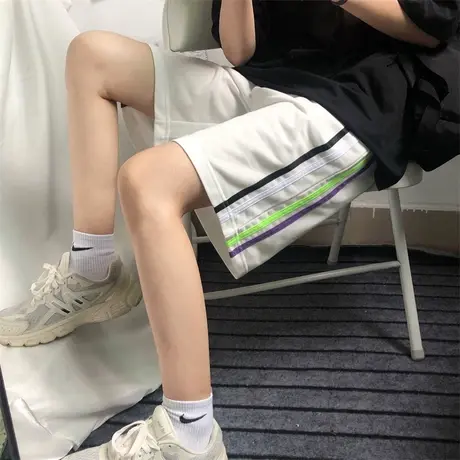 运动短裤女夏季薄款宽松高腰休闲直筒小个子阔腿五分裤子女潮ins图片