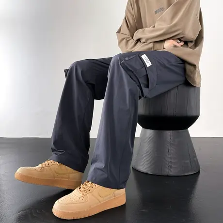 冰丝工装裤男生夏季薄款美式潮牌宽松直筒阔腿休闲长裤子男款夏天商品大图