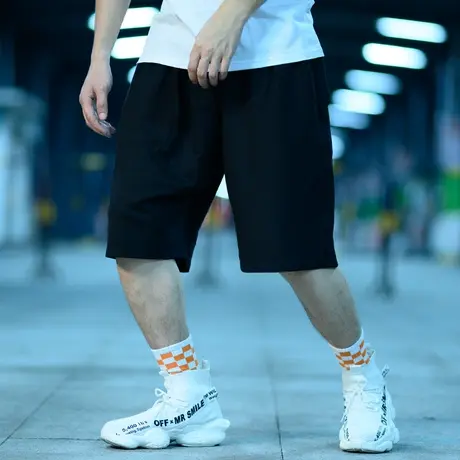 胖子五分裤百搭加肥加大码宽松篮球运动情侣外穿纯色短裤男大裤衩图片