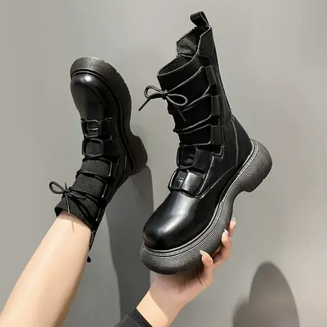 网红爆款马丁靴女款厚底欧货靴子2023秋季新款潮酷ins炸街小短靴图片