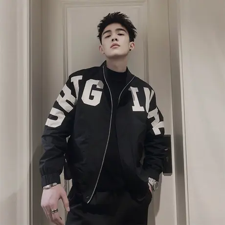 潮牌飞行员夹克男春季2024新款美式宽松爆款个性痞帅字母工装外套图片