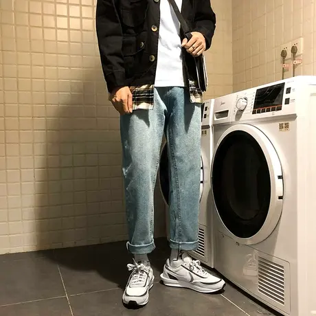 牛仔裤男直筒宽松夏季潮牌休闲长裤韩版潮流薄款百搭阔腿九分裤子商品大图
