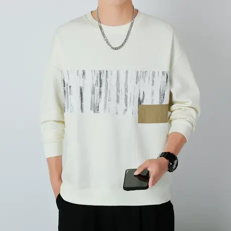 圆领卫衣男士2023秋季新款宽松休闲舒适百搭长袖T恤潮流外套上衣商品大图