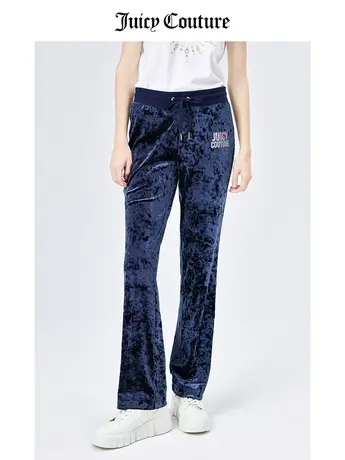 Juicy Couture橘滋春季新款雪花绒光泽感宽松休闲直筒阔腿长裤女商品大图