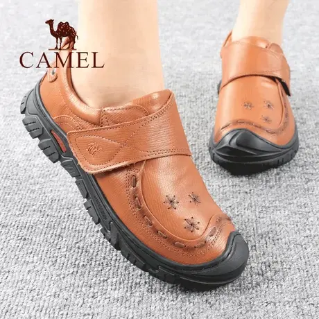 Camel/骆驼女鞋秋季新款真头层牛皮舒适防滑士单妈妈户外休闲鞋子图片