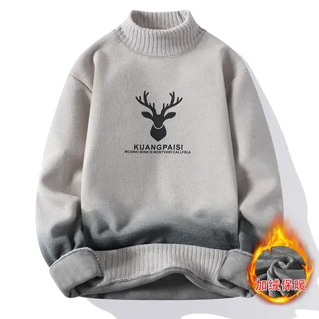 半高领毛衣男加绒加厚2023新款秋冬季针织衫男士线衣青少年打底衫商品大图