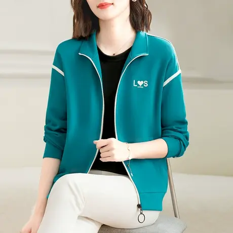 立领卫衣外套女春秋2023年新款时尚百搭休闲上衣拉链开衫棉质外衣图片