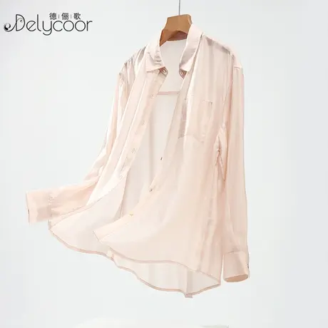时尚防晒衬衫女夏季新款高级感洋气减龄衬衣长袖开衫粉色气质上衣图片