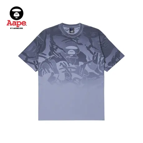 Aape旗舰店男装秋冬渐变迷彩猿颜字母印花个性潮流短袖T恤1398XXL商品大图