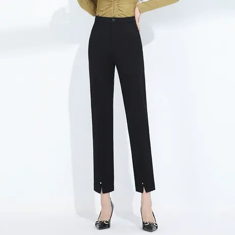 2023秋季新款显瘦休闲裤黑色时尚小脚裤女高腰修身西装裤哈伦长裤商品大图