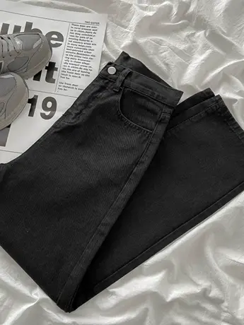 薄款小个子显瘦高腰阔腿牛仔长裤女春季2023年新款韩版潮宽松拖地商品大图