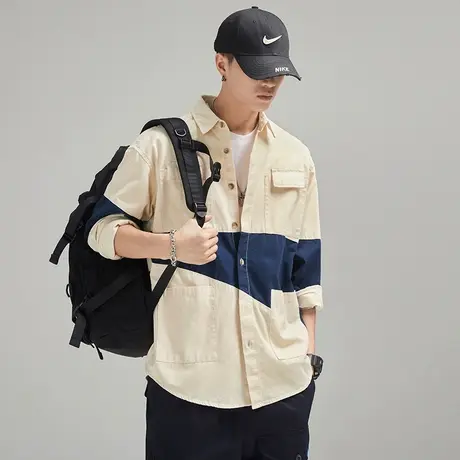 Modi Nick/摩帝尼克纯棉复古水洗男士休闲衬衫宽松潮流工装男外套图片