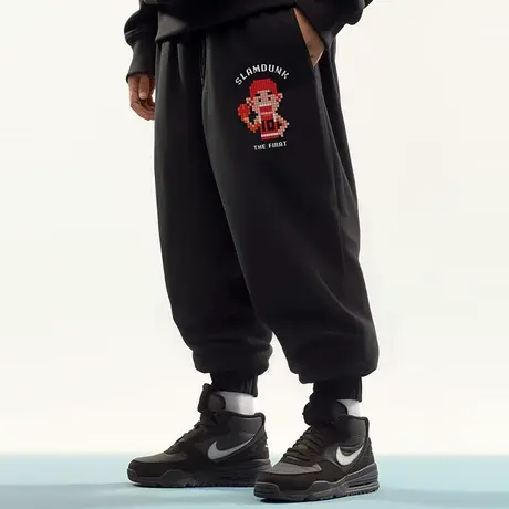 春秋加绒男士纯棉卫裤休闲加肥加大码宽松运动裤纯棉长裤夏束脚裤商品大图