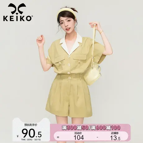 KEIKO 气质通勤西装领连体衣裤夏季工装风高级感收腰显瘦连身短裤商品大图