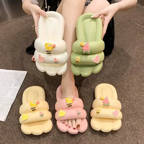 卡通凉拖鞋女夏季ins潮外穿可爱大脚板踩屎感厚底防滑家用凉拖鞋图片