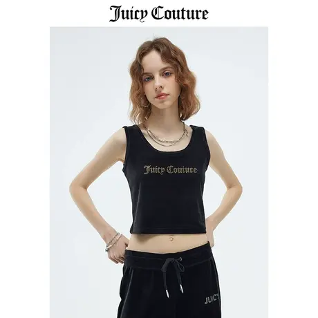 Juicy Couture橘滋春夏新款背心美式复古辣妹U领天鹅绒丝绒上衣女图片