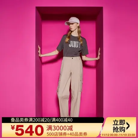 Juicy Couture橘滋23新款甜美绣花宽松工装女休闲裤商品大图
