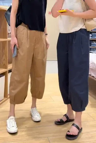 高腰薄款九分休闲裤女2023夏季新款韩版宽松显瘦香蕉裤小脚萝卜裤商品大图