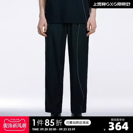 YATLAS亚锐男装22新款春季黑色直筒长裤男柔软宽松休闲裤商品大图