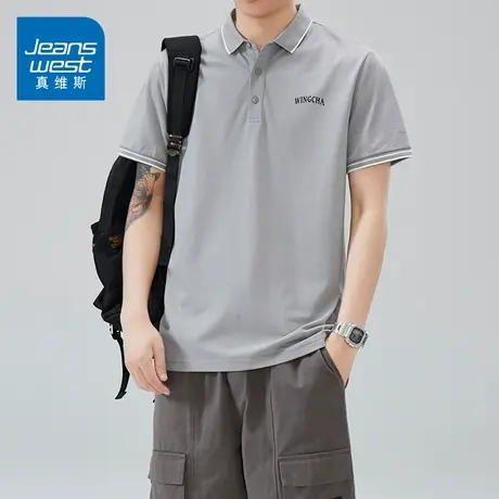 KZ真维斯字母印花翻领POLO衫短袖男士T恤夏季薄款高端潮2025新款商品大图