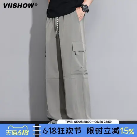 VIISHOW宽松直筒工装裤男潮牌阔腿长裤子2025夏季薄款美式休闲裤商品大图