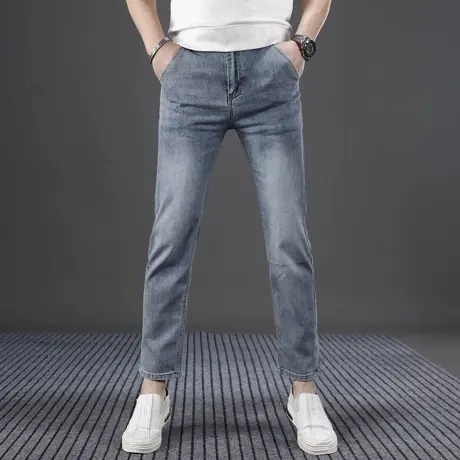 男士九分牛仔裤夏季薄款弹力修身小脚2025新款男潮流休闲裤子显瘦商品大图