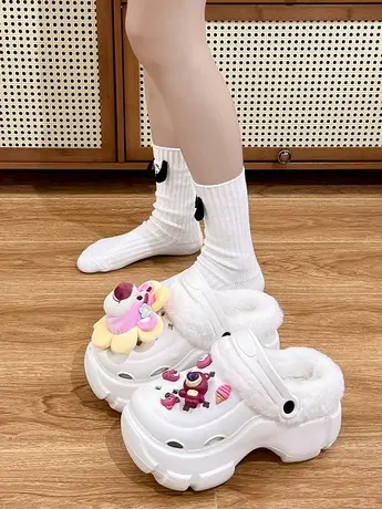 厚底棉拖鞋女士2023新款秋冬加绒保暖可爱洞洞棉鞋女两穿网红爆款商品大图