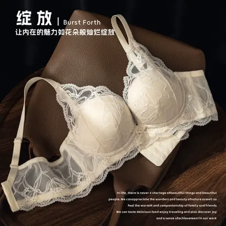 性感蕾丝纯欲内衣女小胸聚拢显大无钢圈防下垂舒适不空杯文胸罩商品大图