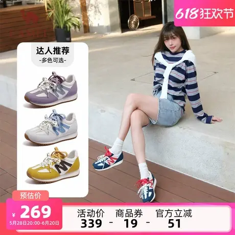 骆驼女鞋2025夏季新款德训鞋女百搭休闲运动鞋厚底板鞋复古阿甘鞋商品大图