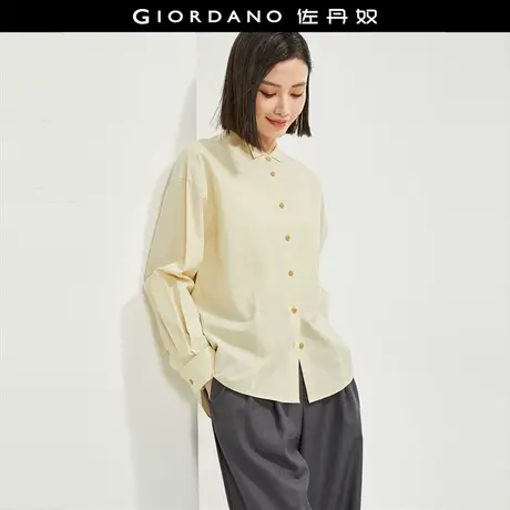 佐丹奴衬衫女装小翻领梭织宽松长袖休闲衬衫 18344607商品大图