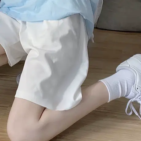 ins超火休闲运动五分阔腿短裤潮韩版宽松显瘦百搭 白色裤子女夏季图片