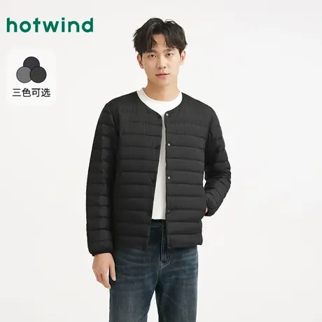 热风2025年冬季新款男士圆领轻薄羽绒服图片