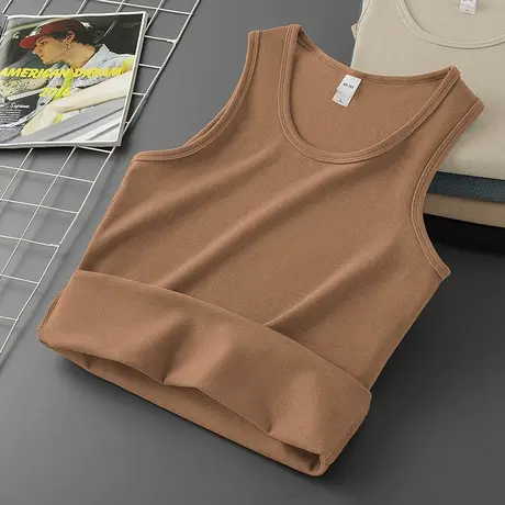 300g重磅无袖背心男健身篮球运动坎肩德绒保暖打底马甲双面绒吊带图片