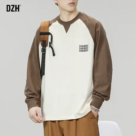 男士cityboy日系卫衣潮牌男美式插肩袖拼接上衣2023新款打底内搭商品大图