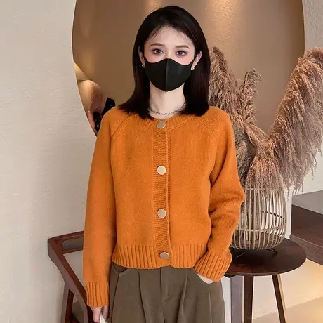 纯色长袖毛衣女秋冬季2023慵懒风宽松显瘦打底衫休闲外套针织上衣图片