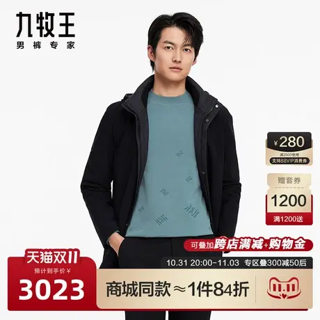 [商场同款]九牧王男装JW6C52117脱卸帽款棉服23秋冬兔毛外套SN图片