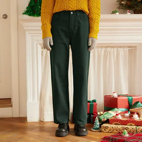 omont蛋挞家 复古高腰显瘦直筒牛仔裤女秋冬季裤子休闲烟管裤长裤商品大图