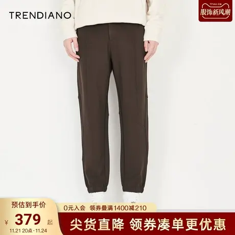 TRENDIANO时尚休闲九分裤秋冬季新款直筒束脚黑色男生裤子商品大图