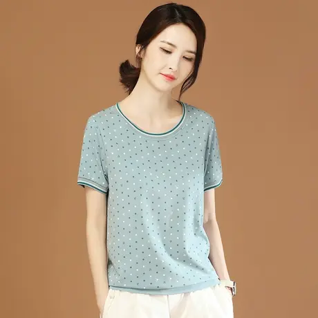 韩潮袭人圆领印花白色短袖T恤女2023夏新款休闲百搭正肩体恤上衣图片