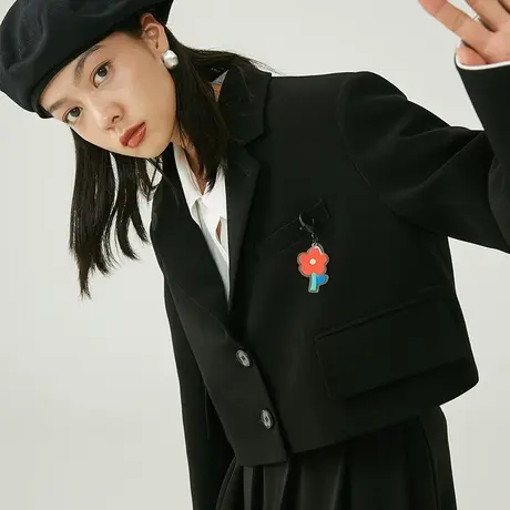 omont蛋挞家 复古休闲短款小西装外套女2023新款设计感西服早秋季商品大图