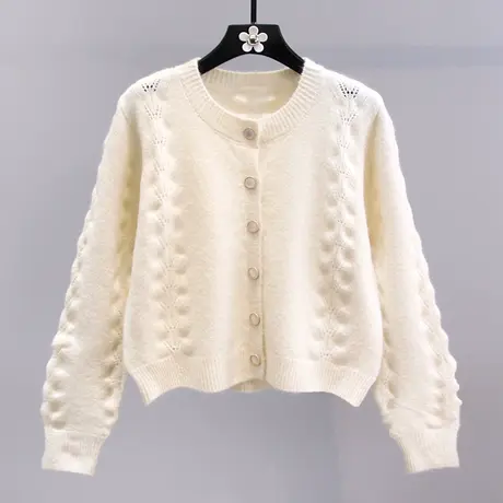 小清新温柔风软糯毛衣外套秋冬2023新款韩系高级感短款针织开衫商品大图