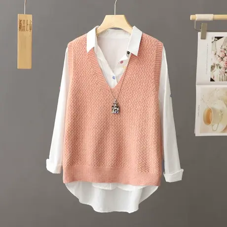 纯色针织马甲女春秋新款2023叠穿坎肩无袖毛衣背心坎肩外搭上衣潮商品大图