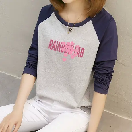 纯棉长袖t恤女时尚外穿学生洋气上衣2022年春秋装宽松韩版打底衫商品大图