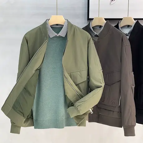 棒球服夹克外套男士春秋季新款2023高级感薄款宽松立领休闲上衣潮图片