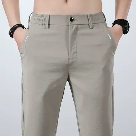 卡其色冰丝运动休闲长裤男士直筒宽松夏季轻薄款夏天2024新款夏裤商品大图
