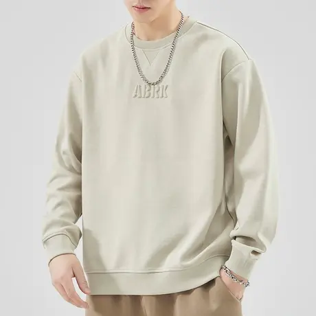 男生2024新款春季纯色套头圆领卫衣春秋款高端情侣装长袖上衣春天商品大图