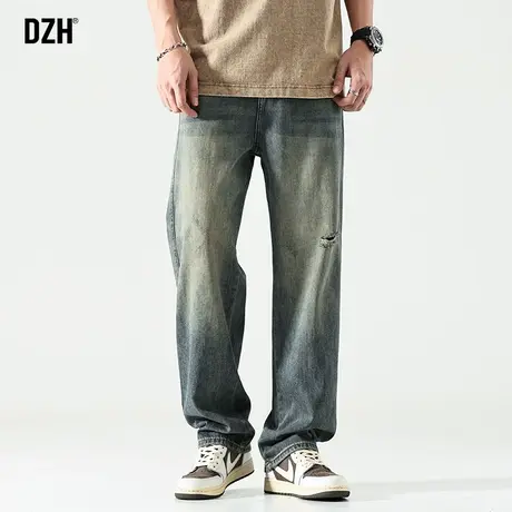 男士直筒牛仔裤2023新款男秋季宽松裤子男款美式高街休闲长裤男裤商品大图